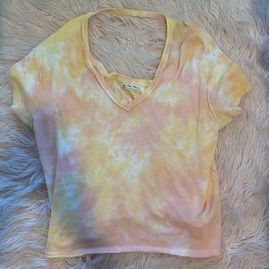 FREE PEOPLE YELLOW ORANGE ALL MINE TIE DYE TEE SHIRT